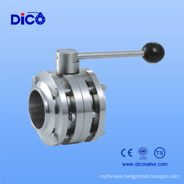 Stainless Steel 3PC Weld Butterfly Valve for Food Industry